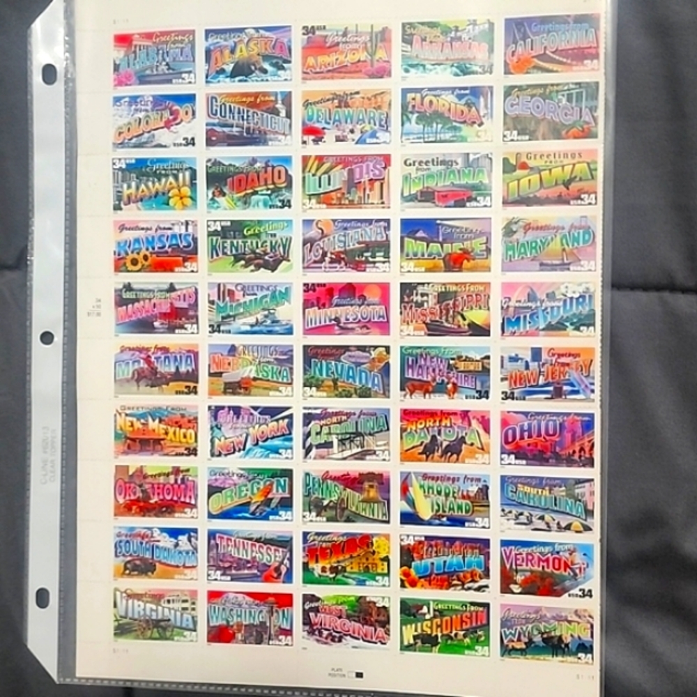 Collectible 50 State Postage Stamps $.34 Value Each Stamp